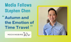 Headshot of Stephen Chen against a blue and green gradient background