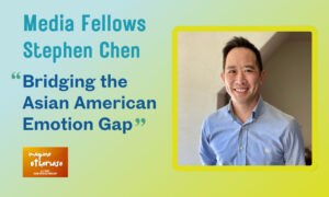 Headshot of Stephen Chen against a blue and green gradient background