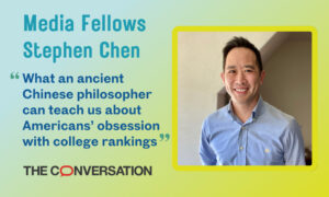 Headshot of Stephen Chen against a blue and green gradient background